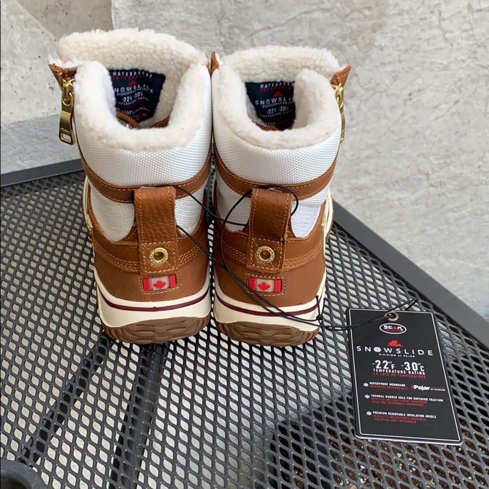 NIB Snowslide Georgia Boots Cognac Nylon Leather - Picture 4 of 6